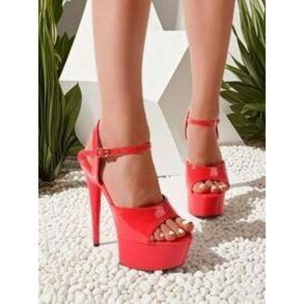 Women Platform Stiletto Heeled Ankle Strap Sandals Elegant Black High Heels Eur…